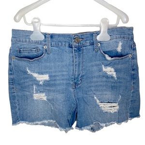 Mudd Flx stretch distressed light wash mini shorts with rips junior size 9